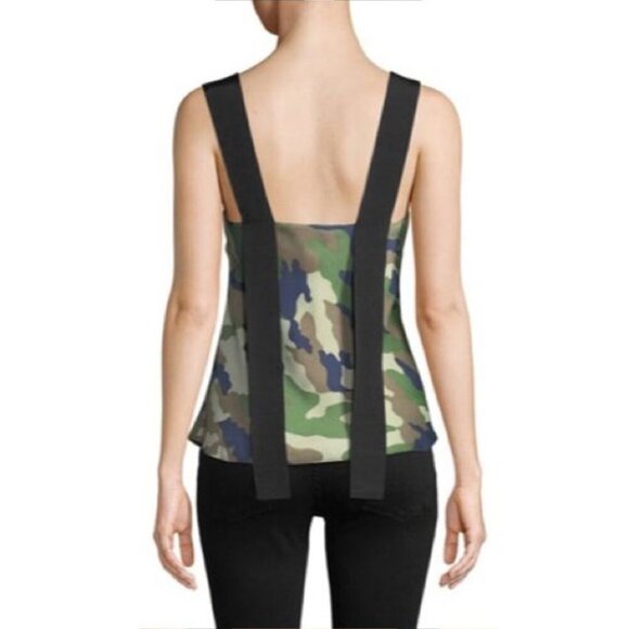 KENDALL + KYLIE Y2K Satin and Lace Top in Green Camo Print Size XS - Picture 2 of 8